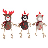 Flamingo Hundespielzeug Xmas Beta Textil Jute Squeaker 42X28Cm 39X25Cm 40X25Cm