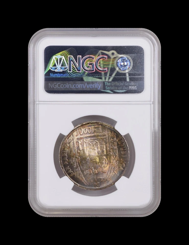 SAN MARINO. 1977, 1000 Lire, Silver - NGC MS67 - Top Pop 🥇 Brunelleschi 🌈 Tone - Image 4 of 4
