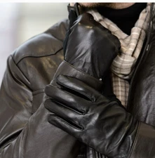 Driving Gloves Car Motorcycle Biker Genuine Leather Police Driver Dark Brown-40