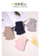 Autumn and Winter Fashion Warm Dew Two Finger Writing Student Hand Warm Gloves