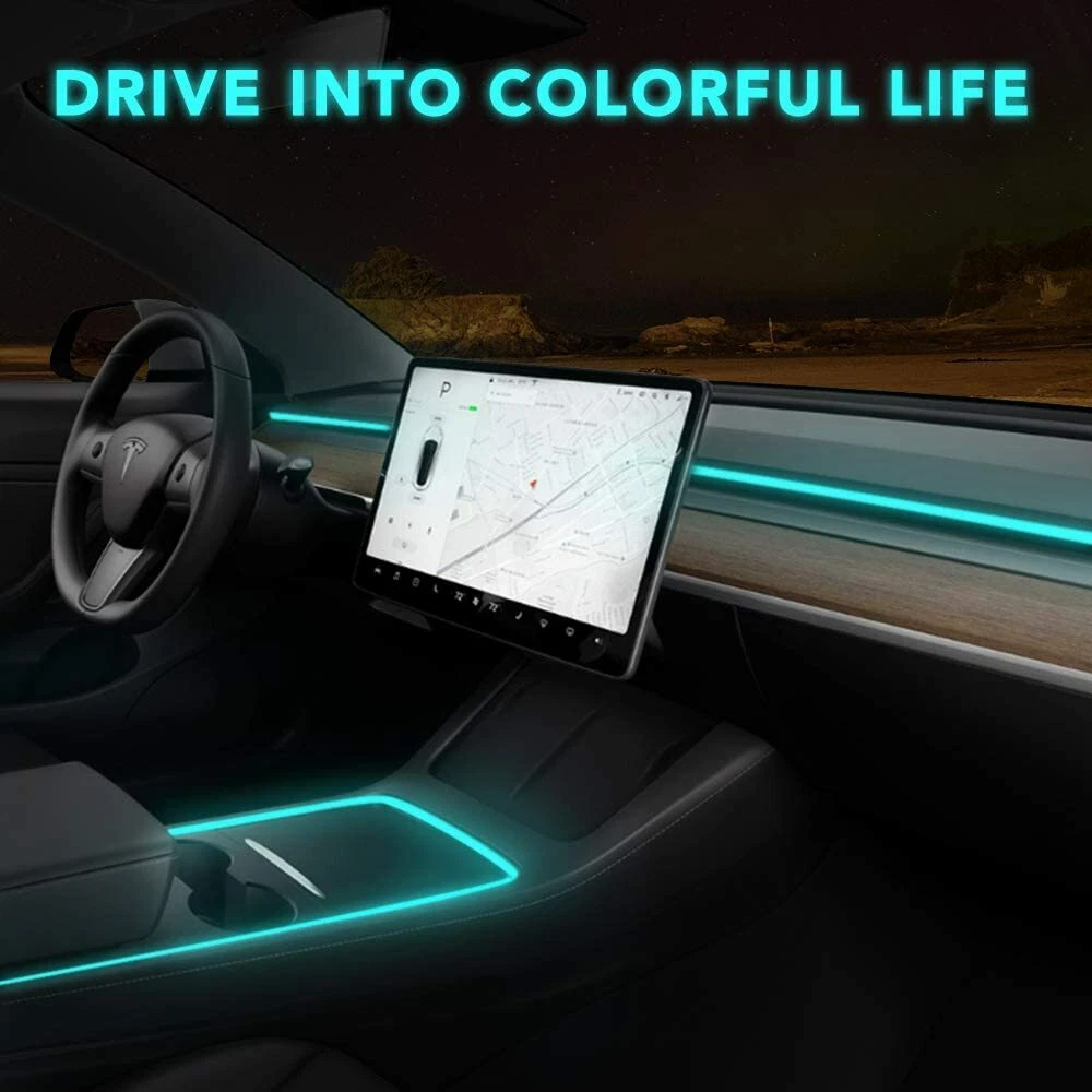 Tesla model 3 model y neon light tubes sale rgb interior led strip lights with app controller