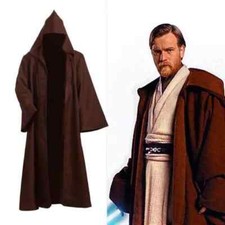 Sale Star Wars Adult Hooded Jedi Brown Robe Cosplay Costume Halloween Party