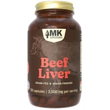 Grass-Fed Desiccated Beef Liver Capsules, Non-Defatted, USA Made, Nutrient-Dense
