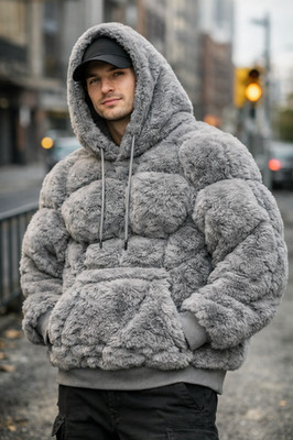 Handmade Ripped Beast Hoodie | Gray Bomber Hooded Jacket for Men and Women