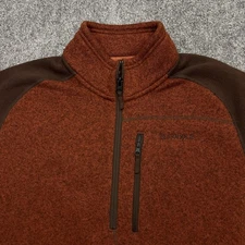 Simms Sweater Mens Large Rust Brown Fleece Quarter Zip Fishing Pullover