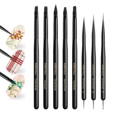 8PCS Nail Art Brushes for Builder Gel, Polygel & Polish – Flat, Round, Liner, Fr