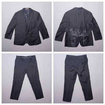 Joseph Abboud Slim Fit Wool Super 120s Suit 46S 38X31 Gray Birdseye