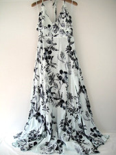 Free People Size M 100% Gauze Cotton Light Aqua Floral Halter Maxi Dress