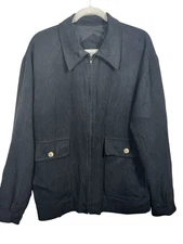 Poeta Moda Men Sz M  Silk Black Zip Front Jacket Utility Style Button Italy