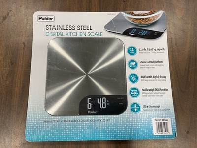 New POLDER  Stainless Steel Slimmer Digital Kitchen Scale 11 lb Capacity
