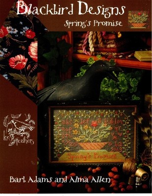Frühlingsversprechen Kreuzstich Muster Primitiv Sampler Vogel Blumen Garten ABC