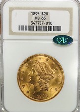 1895 $20 GOLD LIBERTY NGC MS63 CAC*DRIPPING WITH LUSTER! OLD FATTY PQ NR #64547