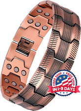 Pulsera de cobre para hombre de triple fuerza con imanes potentes de 3800 Gauss