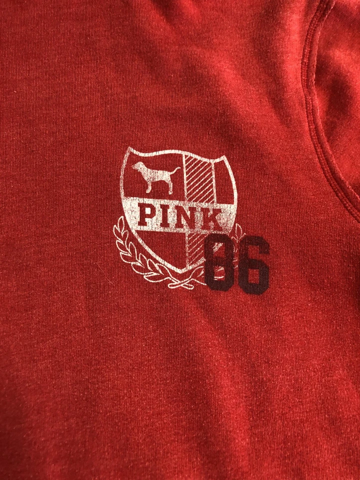 Victoria's Secret ROSA Sudadera con Capucha Mujer Pequeña Roja Favorita Sudaderas 1986 Universidad Foto 3 de 4