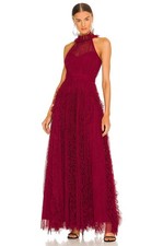 NWT BCBG MaxAzria Marvyn in Cranberry Tulle Halter Evening Gown Dress 2