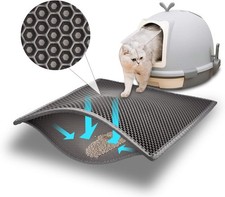 Double-Layer Cat Litter Mat Waterproof Litter Trapping Mat 24X15 Grey