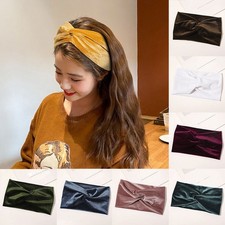 Twisted Stretch Velvet Turban Headband - Women Girl Soft Plain Hair Wrap Hair