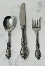 Oneida Community Child Knife, Fork, Spoon 3 Pc Stainless Flatware Set Vintage