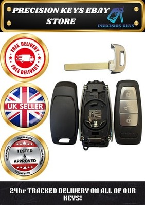 AUDI MLB SMART KEY REMOTE SHELL FOB CASE COVER REPLACEMENT BLADE & LOGO INCLUDED