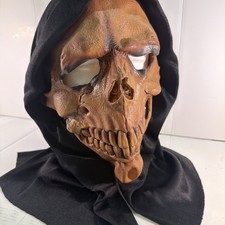 Halloween Scary Skeleton Skull Mask Black Hooded Grim Reaper One Size