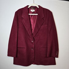 Vintage LL Bean Womens Jacket Blazer Wool Cashmere Blend Button Down 18