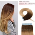 Tape In Remy Human Hair Extensions Invisible Seamless Skin Weft Ombre 6/20 24in — photo 1