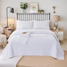 White Quilt Set King Size Cotton Quilt Set Luxury Matelasse Coverlet Elegant ...
