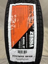 4 Four New Zenna St Trailer- St21575r14 Tires 2157514 215 75 14