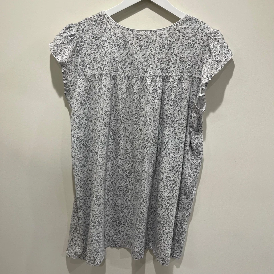 2 Eileen West Floral Nightgowns Sleep Shirt Womens 1X/XL Gray White Cozy Cottage - Image 4 of 4