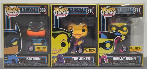 Funko DC Batman Black Light Glow #369 #370 #371 Hot Topic Exclusive W/PROTECTORS