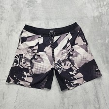 Nike Swim Trunks Mens XL Black Gray Geometric Print Lined Quick Dry Surf Beach