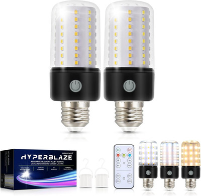 HYPERBLAZE Battery Operated Light Bulb, 72-LED Super Bright Corn Light Bulb