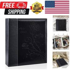 Photo 8x10 Clear Pages Pockets Leathe Cover Slip Slide in Photo Holds 100 Ver...