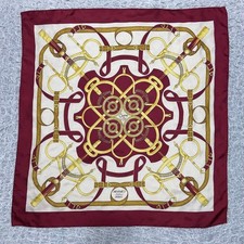 HERMES Eperon d'Or Carre 90 Silk 100 Scarf Red No Box Used.