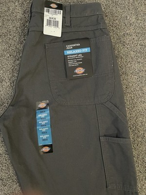 Dickies Men s Relaxed Fit Straight Leg Gray Denim Carpenter Jeans Pockets