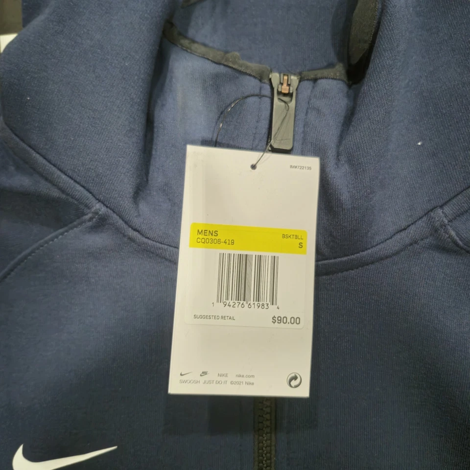 Sudadera con capucha Nike Dry-Fit cremallera completa para hombre grande CQ0306-419 azul marino  Foto 3 de 4