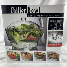 Chiller Serving Bowl Large Size Clear Plastic Keep Food Cold New in Box 5 pc Set