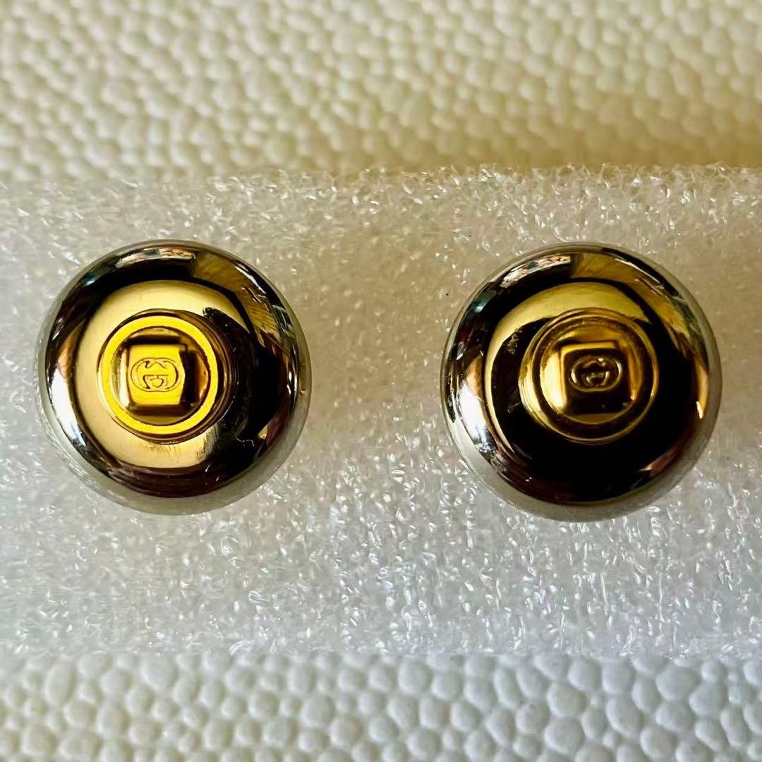 Gucci Old Interlocking Cufflinks Gold Silver GG L… - image 2