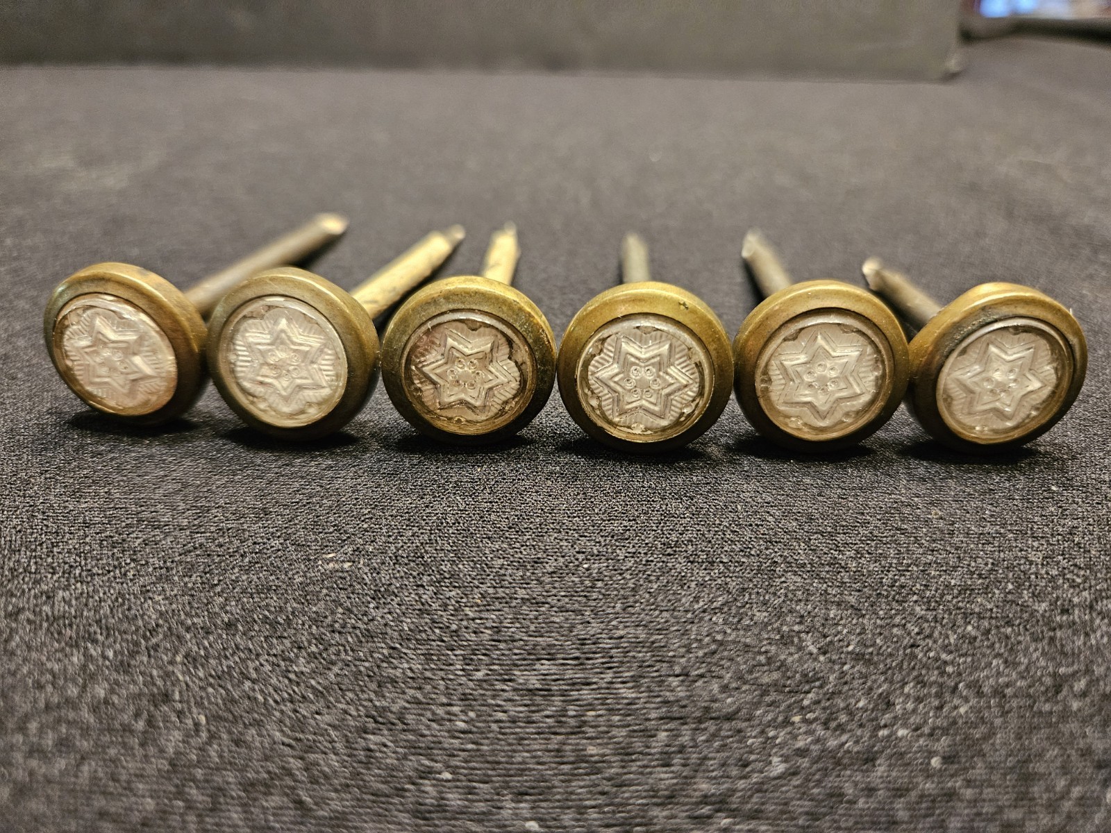 SET OF 6 VICTORIAN WHITE SULFIDE STARS PICTURE HANGING NAILS