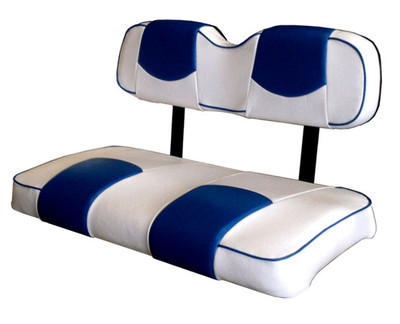 Club Car DS '00+ Golf Cart Deluxe  Vinyl Seat Covers-Stapled(Wht/Blk Ch Top-Png)