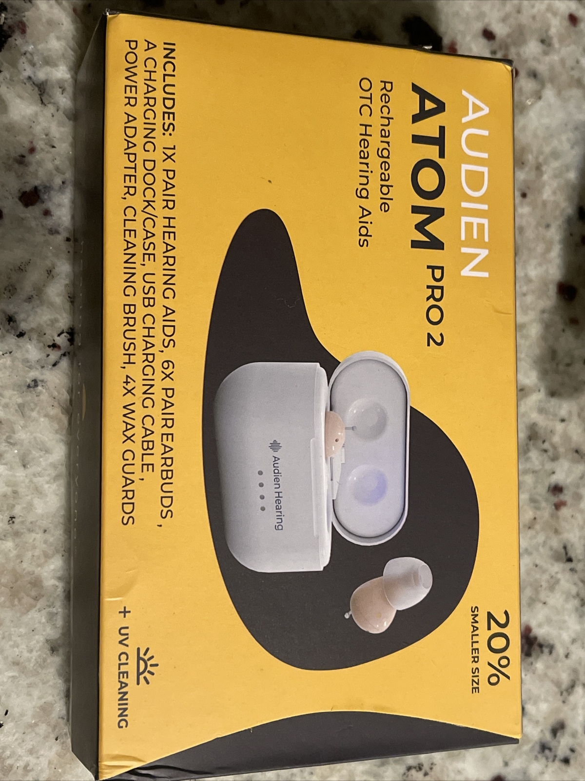 NEW AUDIEN ATOM PRO 2 OTC 2 Hearing Aids & Charger Wireless Hearing