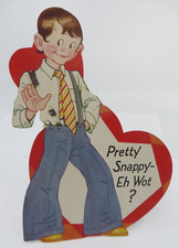 Vtg 1930s Valentine's Day Card BOY w RUBBER SUSPENDERS Snappy Dresser Carrington