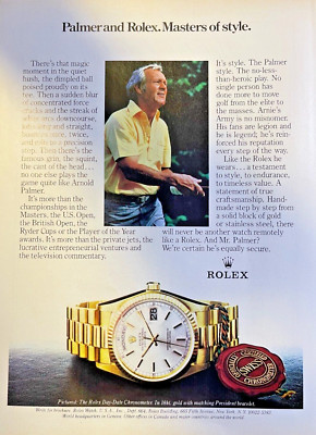 1985 Magazine Advertisement Rolex Golfer Arnold Palmer