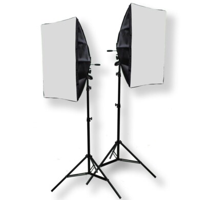 2x 4-fach Dauerlicht (1600W), Daylight inkl. Softbox 60x90cm Stativ Fotolampe