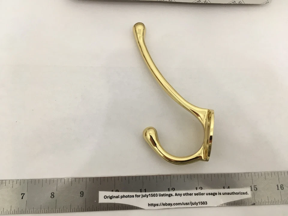 (1) NEW Baldwin Costume Hook Coat 5-3/8" - POLISHED BRASS - 0742-030 (no screws) - Image 4 of 4