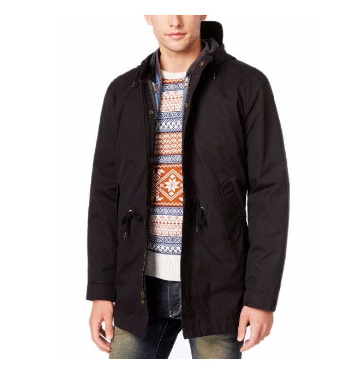 Мужская парка с капюшоном Три в одном от American Rag за 140 долларов, черная, Размер M.