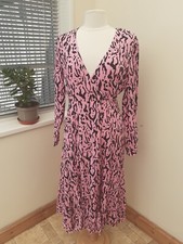 Finery Imani dress zebra print pink & black rrp £49 sz 12 open wrap round ♡ sale