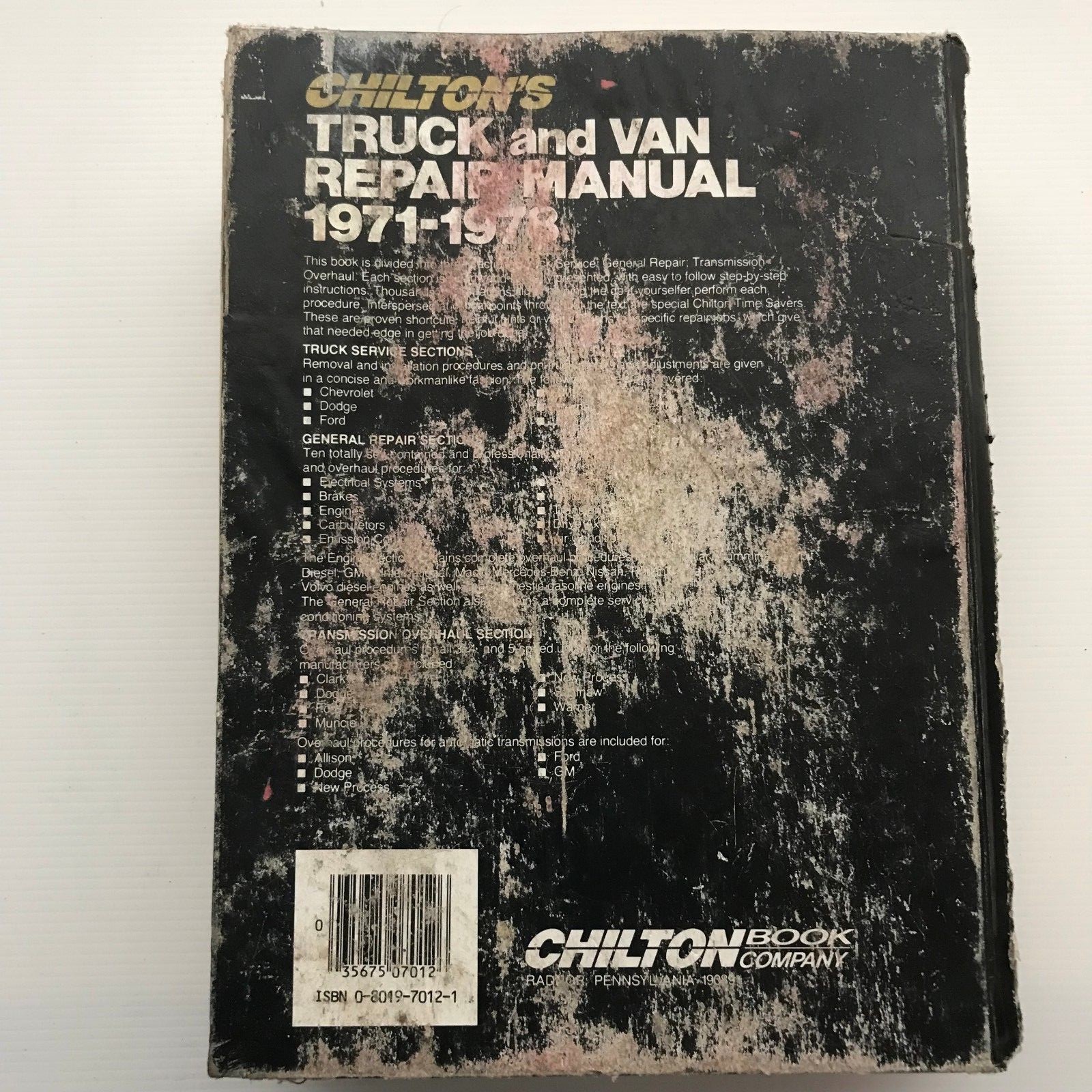 Chilton Service Manuals: Truck and Van Repair Manual, 1971-1978 by Chilton  Automotive Editorial Staff (1980, Paperback, Collector's) | eBay