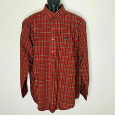 Vintage Chaps Ralph Lauren Shirt Mens XL Red Plaid Casual Dress Button Holiday