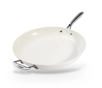 Gotham Steel Cream 14'' Ultra Nonstick Ceramic Family Pan with Helper Handle
